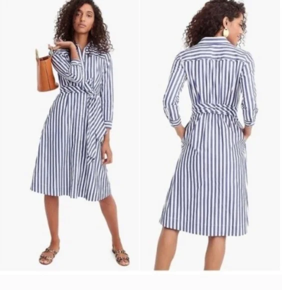 J.Crew Tie-waist Shirtdress in Stripe, 2 - Picture 2 of 9